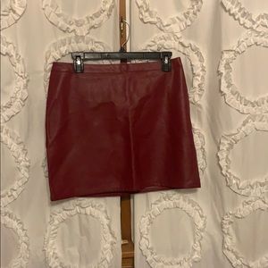 Red leather mini skirt